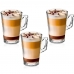 Conjunto com 3 Canecas Vidro 260mL Cappuccino Expresso Café Chá