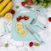 Kit de Utensílios de Cozinha - Plástico e Inox - Tábua, Tesoura, Faca, Descascador