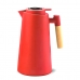 Garrafa Térmica Inox 1 Litro Cabo Madeira Café Chá Preta Elegante