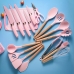 Jogo Utensílios Cozinha Rosa 19 Peças + Facas E Tábua Chef