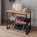 Sapateira Banco Industrial com Tampo em MDP e Prateleiras em A&ccedil;o - Cedro/Preto