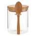 Pote de Vidro 250 mL com Tampa Hermética de Bambu e Colher - Para Temperos e Cereais