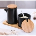 Kit Galheteiro Gourmet Cer&acirc;mica Black & Bambu: Eleg&acirc;ncia e Organiza&ccedil;&atilde;o para sua Mesa