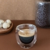 Conjunto 2 Copos Parede Dupla 90ml Vidro Borossilicato Caf&eacute; Ch&aacute; Expresso