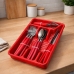 Jogo Faqueiro Inox 25 Pe&ccedil;as Vermelho com Porta Talheres Organizador de Gaveta