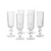 Jogo 6 Taças Champagne Vidro 170ml Canelado Taça Espumante com Borda Dourada