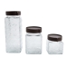 Jogo 3 Potes de Vidro Texturizado com Tampa Encaixe - 1,2L 600ml 400ml