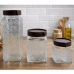 Jogo 3 Potes de Vidro Texturizado com Tampa Encaixe - 1,2L 600ml 400ml