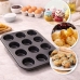 Forma P&atilde;o Queijo, Cupcake, Ovos de Forno/Omeletes, Antiaderente 12 Cavidades A&ccedil;o Carbono