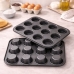 Forma P&atilde;o Queijo, Cupcake, Ovos de Forno/Omeletes, Antiaderente 12 Cavidades A&ccedil;o Carbono