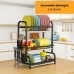  Escorredor de Pratos Triplo Premium Black Design Moderno e Organizador