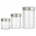 Conjunto 3 Potes Vidro Mantimentos Tampa Inox 800 1200 1600ml