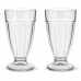 Conjunto Duas Ta&ccedil;as Milkshake Copo Vidro Sorvete Smoothie Sobremesa 400ml 