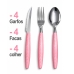 Faqueiro Jogo Talheres 12 Pe&ccedil;as Inox Cabo Rosa Garfo Faca Colher