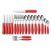Faqueiro Inox 26 Pe&ccedil;as Vermelho Jogo Talheres Cozinha Mesa Churrasco Completo