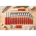 Faqueiro Inox 26 Pe&ccedil;as Vermelho Jogo Talheres Cozinha Mesa Churrasco Completo
