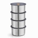 Kit 4 Potes Herm&eacute;ticos Redondo Inox 450ml Vasilha A&ccedil;o Inoxid&aacute;vel Tampa Veda&ccedil;&atilde;o