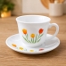 Jogo X&iacute;caras Ch&aacute; Pires Flores Conjunto 12 Pe&ccedil;as 220ml Branco Tulipa Garden