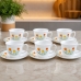 Jogo X&iacute;caras Ch&aacute; Pires Flores Conjunto 12 Pe&ccedil;as 220ml Branco Tulipa Garden