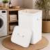 Cesto Roupa Bambu 70 Litros Tampa Lavanderia Banheiro Retangular Branco