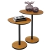 Conjunto Mesa Lateral em MDF com Pé de Aço - Conjunto com 2 Mesas - Preto-Cedro