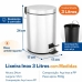 Lixeira Inox Redonda Multiuso 3 Litros com Pedal e Cesto Interno