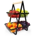 Fruteira de Mesa 2 Andares Aramada em Metal e Madeira Organizador de Frutas e Legumes