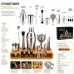Jogo Coqueteleira Kit Bartender Inox Com Suporte De Bambu E Acessórios Para Drinks