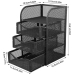 Gaveteiro Metal Aramado Preto 3 Gavetas Organizador Mesa Escrit&oacute;rio Home Office