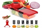 Mandoline Slicer 6 em 1: Fatiador e Cortador de Legumes Multifuncional Aço Inox