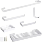 Kit para Banheiro Completo - Porta Toalha, Saboneteira e Gancho - Branco