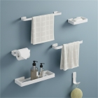 Kit para Banheiro Completo - Porta Toalha, Saboneteira e Gancho - Branco