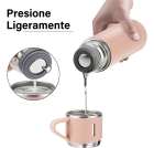 Garrafa T&eacute;rmica Carisma Rosa 500ml - A&ccedil;o Inox - 3 Copos - 12h Quente/Frio
