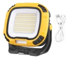 Luminária LED Recarregável - 30W, 4 Níveis, Luz Vermelha, Suporte Magnético - Amarelo