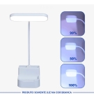 Lumin&aacute;ria de Mesa LED Recarreg&aacute;vel com Suporte para Celular - 3 N&iacute;veis de Luz, Porta Canetas
