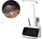 Lumin&aacute;ria de Mesa LED Recarreg&aacute;vel com Suporte para Celular - 3 N&iacute;veis de Luz, Porta Canetas