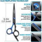 Kit de Tesouras para Corte de Cabelo - 6 Pe&ccedil;as, A&ccedil;o Inoxid&aacute;vel, 17 cm, Ambidestro - Para Sal&atilde;o e Uso Dom&eacute;stico