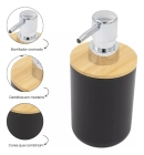 Kit Banheiro Bambu 6 Pe&ccedil;as Preto - Lixeira com Tampa, Saboneteira, Porta Escova