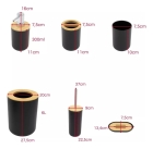Kit Banheiro Bambu 6 Pe&ccedil;as Preto - Lixeira com Tampa, Saboneteira, Porta Escova