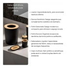 Kit Banheiro Bambu 6 Pe&ccedil;as Preto - Lixeira com Tampa, Saboneteira, Porta Escova