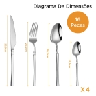 Conjunto de Talheres Inox 16 Peças - Aço Inoxidável, Cor Inox, 4 Pessoas (22,9 cm)