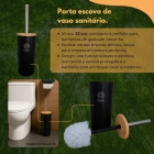 Kit Banheiro 6 Pe&ccedil;as Preto Bambu Pl&aacute;stico Lixeira Saboneteira Porta Escova Organiza&ccedil;&atilde;o
