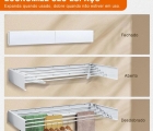 Varal Retratil Dobravel 5 Varetas Compacto Facil Instalar Branco