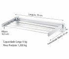Varal Retratil Dobravel 5 Varetas Compacto Facil Instalar Branco